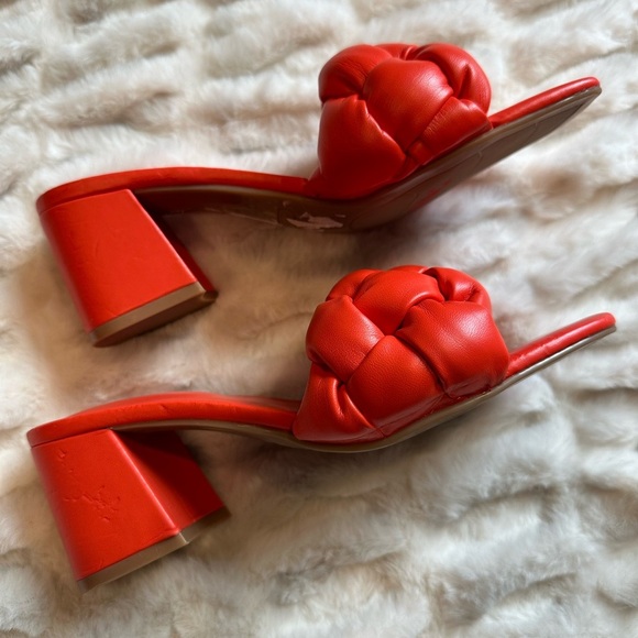 Nine West Orange Block Heel Braided Sandals - Picture 5 of 9